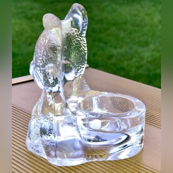 Vintage Clear Crystal Glass Figural Cat Candlestick Holder Partylite - Picture 8 of 10